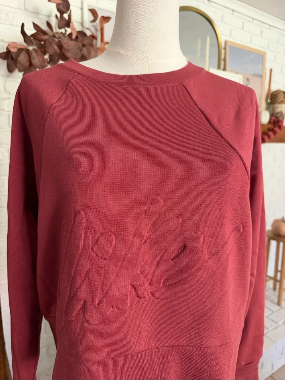 Nike Women's Maroon Embossed Logo Crewneck Sweatshirt | Athleisure